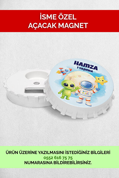 Mutluluk Atölyem مغناطيس فتاحة هدايا عيد ميلاد الأطفال بتصميم رائد فضاء وكوكب...