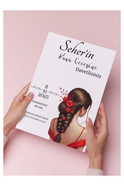 izmirdenet Kına Davetiyesi 99 Adet Baskı ve Tasarım Dahil! M17