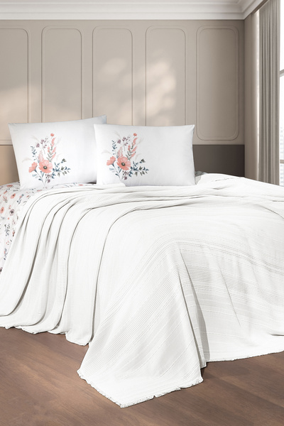 First Choice Sole 100% Cotton 4 Piece Pique Set White