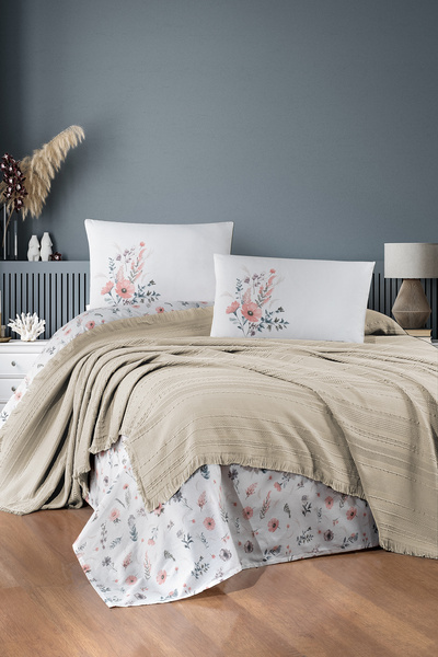 First Choice Sole 100% Cotton 4 Piece Pique Set Milk Coffee