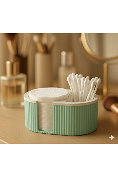 Yuflin Design Wooden Look Cotton and Swab Organizer – Stylish Vanity Table Or...