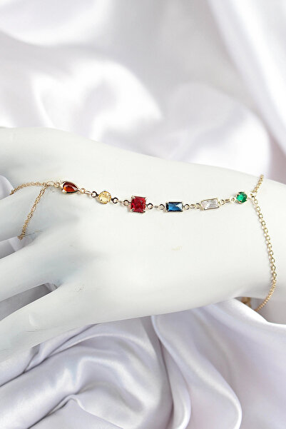 lowell home Brass Colored Zircon Stone Y Model Gold Color Women's Shahmeran