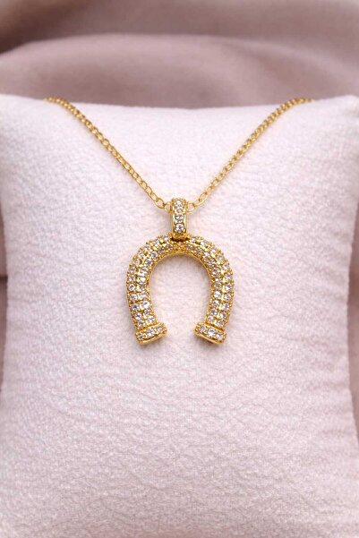 Glowa Kadın Şanslı At Nalı Kolye – Altın Renk Paslanmaz Çelik Şans Kolyesi