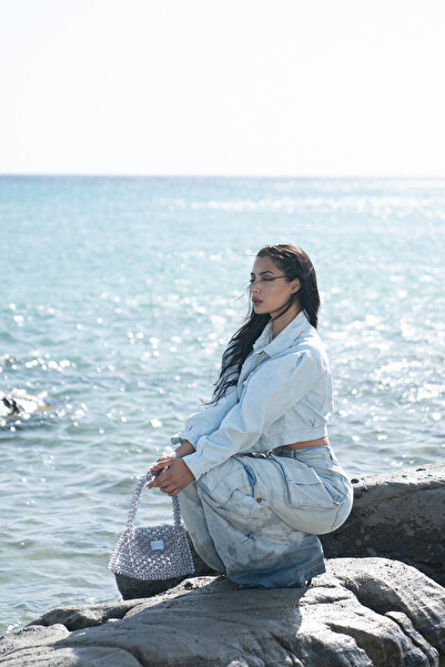 Siena Shoes Mercury Women's Special Design Stone Handbag Gray