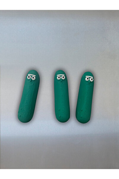 HobiHub 3 ADET Salatalık şeklinde Sevimsiz Buzdolabı Magneti PLA Plastik