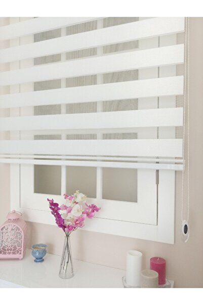 Perdehane zebra beyaz bambu