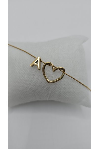 ahsenaksesuar2025 Stainless Steel Gold and Silver Color Heart Detailed Letter...