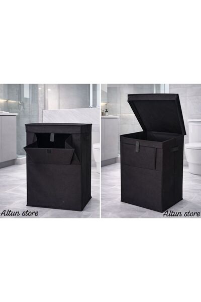 Altun Kapaklı Katlanabilir Çamaşır Sepeti Çok Amaçlı Kumaş Kirli Çamaşır ve D...