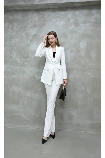 buqre's moda Women's Collar Stone Pearl Button B Piped Suit