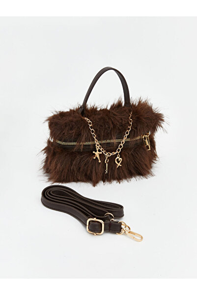 LC Waikiki Women's Plush Handbag with Chain Strap