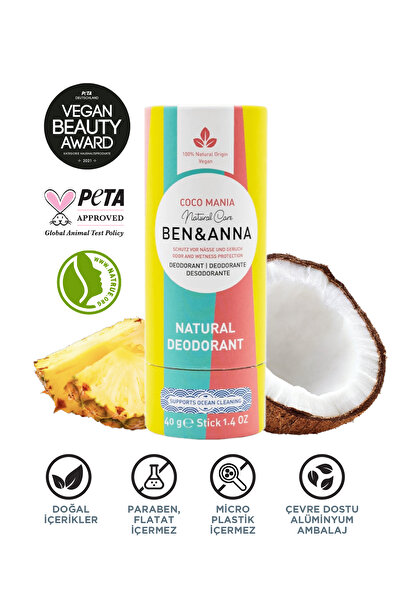 BEN ANNA Ben&Anna Doğal Deodorant 2’li Avantajlı Paket – Coco Mania & Pink Gr...