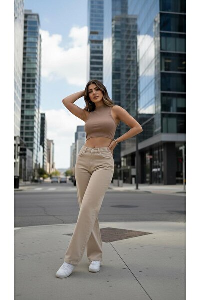 comfort jeans Devetüyü Stretch Fabric Flexible Palazzo Jean Trousers