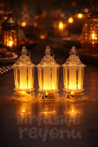 zubi 9 CM Şeffaf Plastik Ramazan Temalı DEKORATİF LED Fener kod20 1 ADET