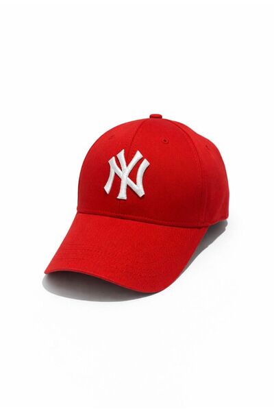 Silver Unisex Baseball Ny Hat Embroidered Red-White