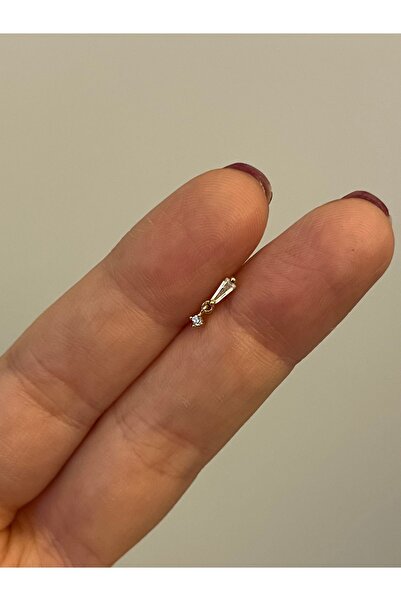 denizden silver Baget taşlı sallantılı gümüş piercing