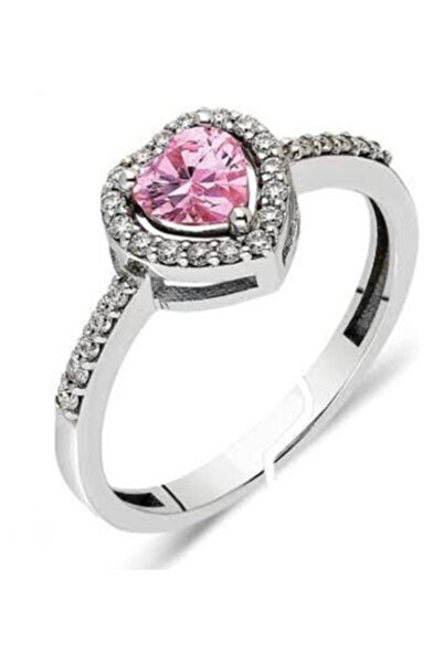 naaksesuar خاتم من الفولاذ الفضي اللون مع تفاصيل على شكل قلب ومرصع بالأحجار