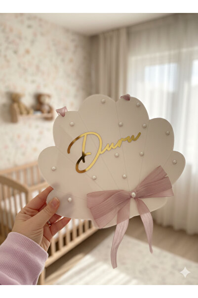 NaturessCo Fiyonklu Simli İnci Döşenmiş İstiridye Bebek Kapı Süsü