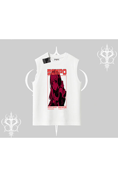 Tarzsokak تيشيرت بدون أكمام بنمط رسومي أحمر من Anime Waifu