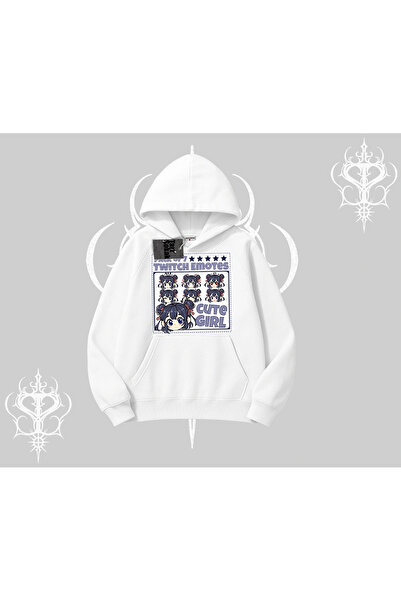 Tarzsokak Hanorac cu glugă Twitch Emotes Expresie anime de fată drăguță