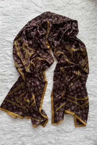 PİRAMİT Vual Silk Shawl Lv Model Mustard Brown