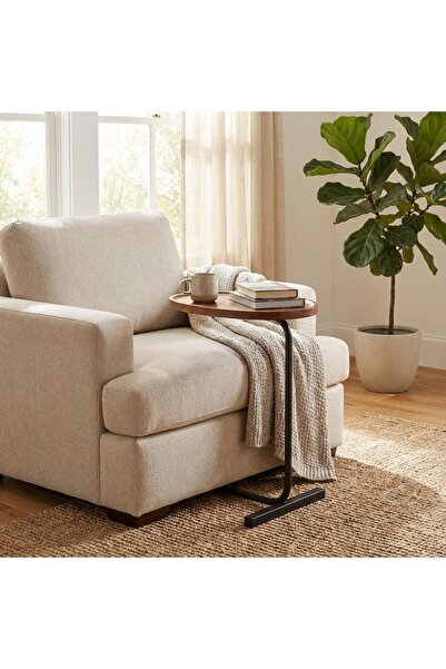 Palma homez Streamlined C-Shape Side Table - 30x45 cm - Brown