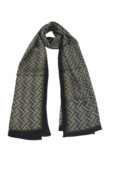 PİRAMİT F Desen Vual Silk Shawl Brown Vison