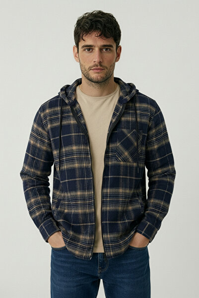 Lysven Solea Erkek Kapüşonlu Fermuarlı Oduncu Gömlek