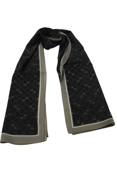 PİRAMİT Vual Silk Shawl g Pattern Gray Black