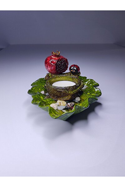 DNC Art&Deco 19cm Nar Figürlü Epoksi Geniş Yaprak Mumluk - El Yapımı Bereket ...