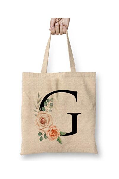 Toyaso Letter g White Cloth Bag Long Handle Shopping Bag Beach Bag