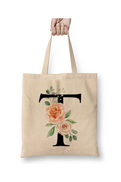 Toyaso Γράμμα Τ Λευκή υφασμάτινη τσάντα με μακριά λαβή Τσάντα αγορών Τσάντα π...