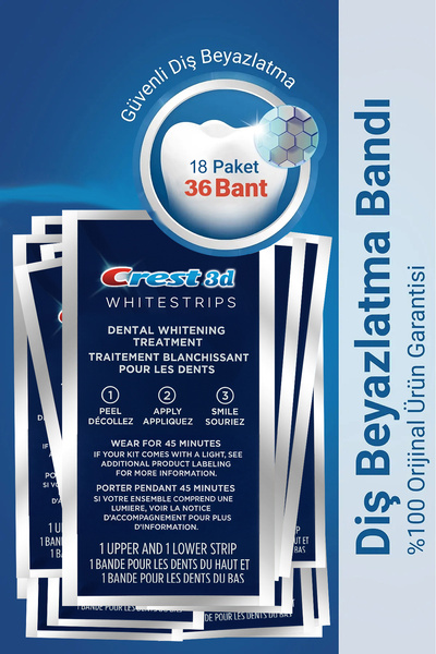 CREST 3d Whitestrips Dental Whitening Diş Beyazlatma Bantları 18 Paket (36 Bant)