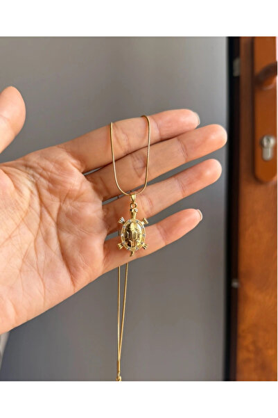 naaksesuar Kaplumbağa Modeli Çelik Gold Kolye