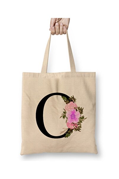 Toyaso Letter O White Cloth Bag Long Handle Shopping Bag Beach Bag