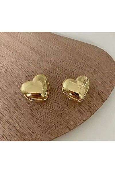 naaksesuar Heart Detail Gold Earrings