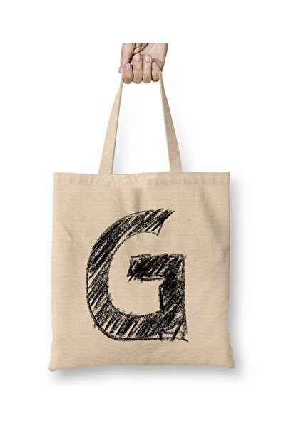 Toyaso Letter g White Cloth Bag Long Handle Shopping Bag Beach Bag