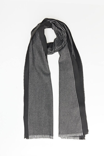 ALTINYILDIZ CLASSICS Ανδρικό μαύρο κασκόλ με σχέδια κανονικής εφαρμογής