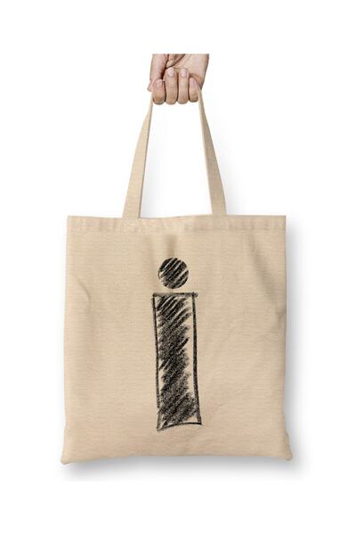 Toyaso Γράμμα Ι Λευκή υφασμάτινη τσάντα με μακριά λαβή Τσάντα αγορών Τσάντα π...