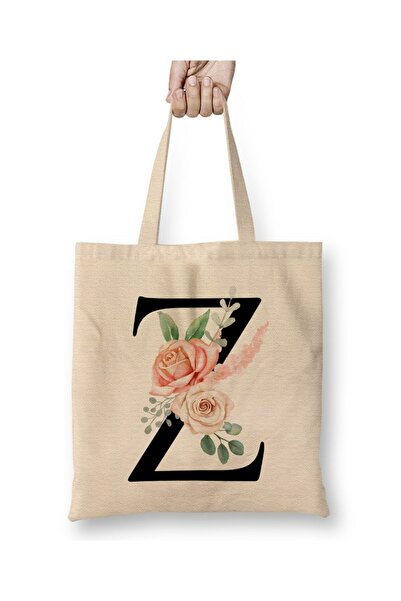 Toyaso Letter Z White Cloth Bag Long Handle Shopping Bag Beach Bag
