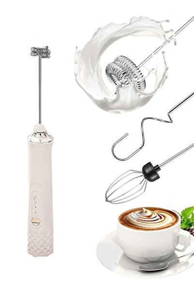 Generic Electric Milk Frother with 3 Whisks USB-C Handheld Foam Maker Coffee ...