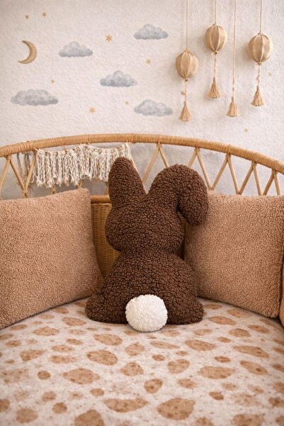 Cherry Bloom Cotton وسادة تيدي تافشن للنوم مع بوم بوم، غرفة أطفال بوهيمية