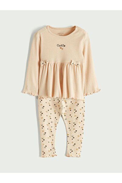 LC Waikiki Lcw Baby Crew Neck Embroidered Baby Girl 2-Piece Set