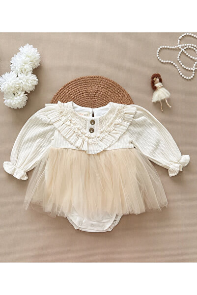 daisybelluna Mery Ecru Tulle Skirted Holiday Baby Girl Dress