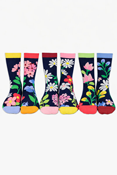 HNSOCKS RENKLİ ÇORAP MAFYASI Hn Socks Floral Garden Set de 5 șosete pentru fe...