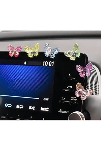 Clear Pink Araba Orta Konsol Süsü 6 Adet Mini Kelebek