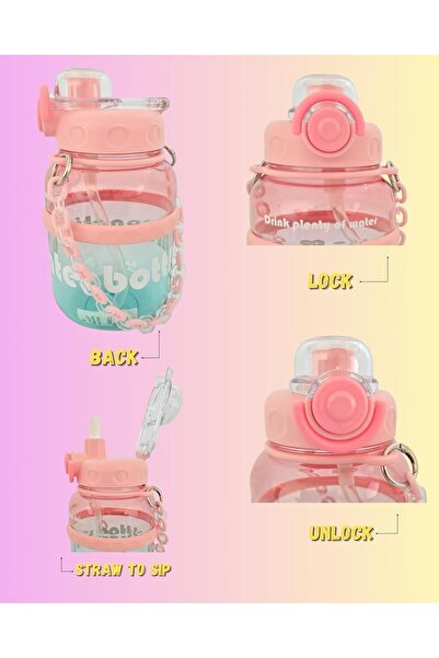 MINII MODZ Kids Magnetic Belt Water Bottle with Straw | 700 ml water bottle Best for School, Walks & Picnics (P