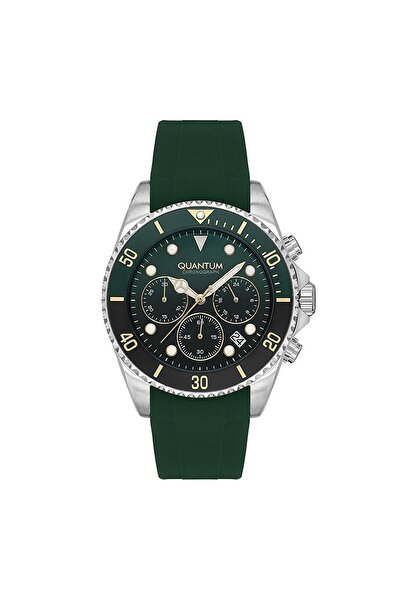 Quantum Erkek Kol Saati 44 MM Yeşil Silikon Kordon 10 ATM