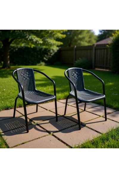 smart home 2-Piece Reinforced Plastic Dining & Garden Chairs with Metal Frame...