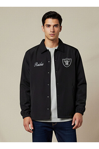 SP Characters Men Relaxed Fit Raiders Logo Embroidered Coach Jacket