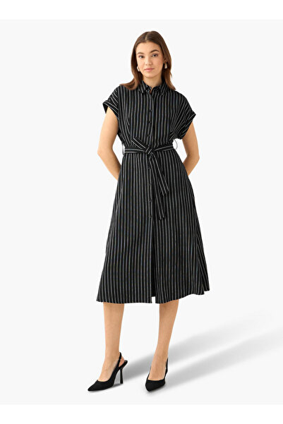 FAV Striped Shirt Women Dress with Belt